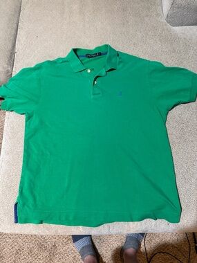 Nautica Men’s Bright Green Pique Polo with Navy Logo